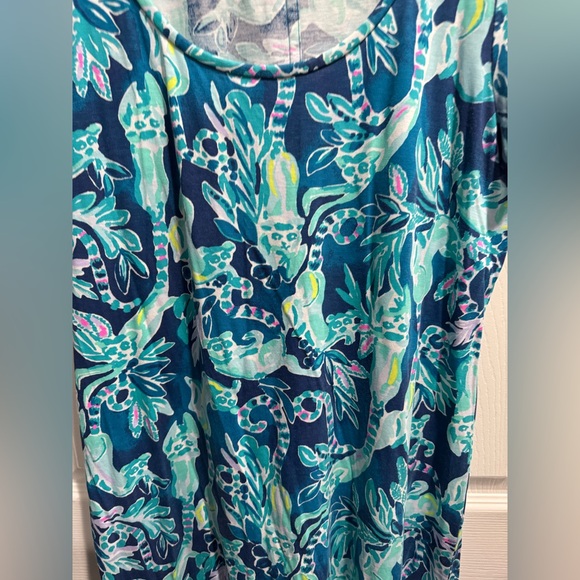 Lilly Pulitzer Short Sleeve Beacon Dress Tidal Wave In The Details Lemur Size L - Picture 3 of 5